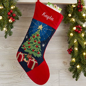 Christmas Tree Personalized Needlepoint Stocking - #17317-T