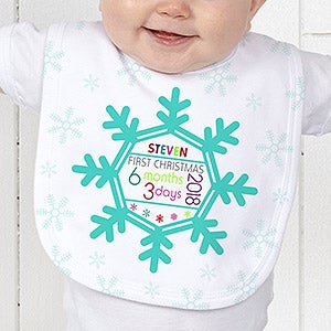 Personalized Baby Bib - Baby's First Christmas