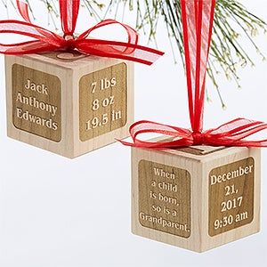 A Grandparent is Born Personalized Wood Block Ornament