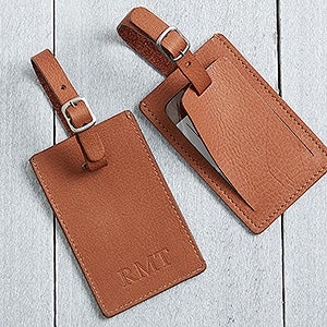 First Class Debossed Personalized Tan Luggage Tag