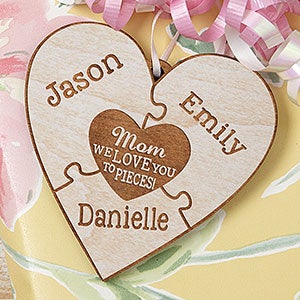 We Love Her To Pieces Whitewash Wood Gift Topper