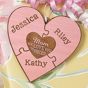 We Love Her To Pieces Pink Wood Gift Topper