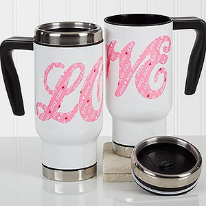 L-O-V-E Sweethearts Personalized Travel Mug