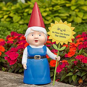Gwen Garden Gnome with Personalized Greeting Sign