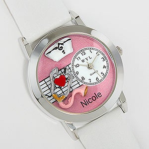 3-D Pink Nurse Personalized Watch