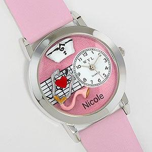 Personalized #-D Pink Nurse Watch