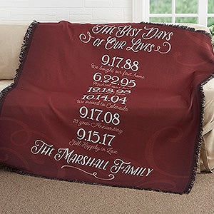 Our Best Days Personalized Family Woven Throw