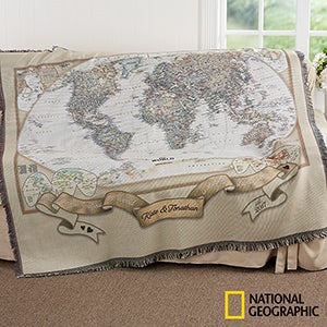 Romantic Travels National Geographic® World Map Personalized Woven Throw