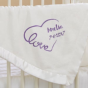 Baby Love Embroidered Keepsake Blanket- Ivory