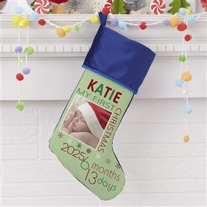 Baby's First Christmas Personalized Blue Photo Stockings