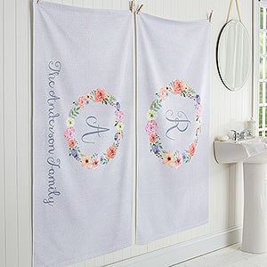 Floral Wreath Personalized Bath Towel