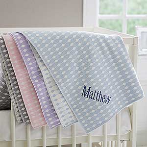 Embroidered Knit Baby Blanket - Trendy Dots