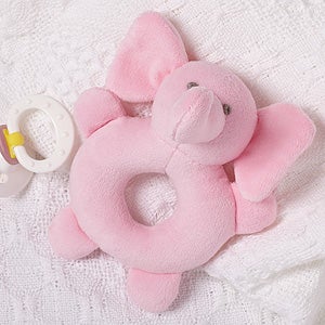 Pink Elephant Baby Rattle