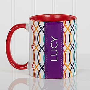 Custom Red Coffee Mug - Geometric Desgins