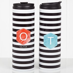 Personalized Ladies Travel Tumbler - Modern Stripe