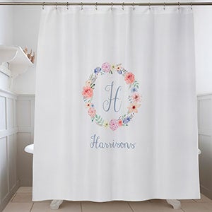 Personalized Shower Curtain - Floral Wreath