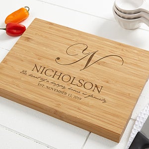 Heart Of Our Home 10x14 Personalized Bamboo Cutting Board