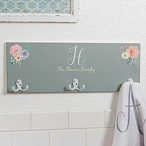 Floral Wreath Personalized Towel Hook