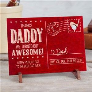 Sending Love To Dad Personalized Red Wood Postcard