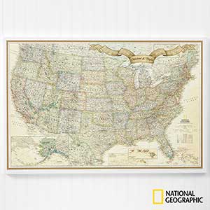 Romantic Travels National Geographic® US Personalized Canvas Map 24 x 36