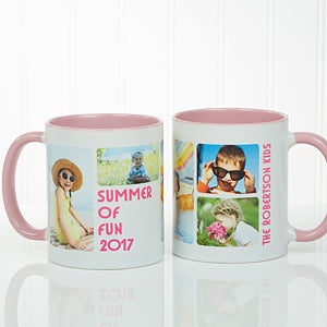 5 Photos Loving Message Personalized Coffee Mug 11 oz.- Pink
