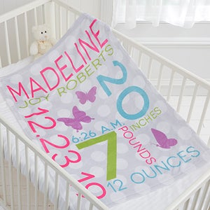 Sweet Baby Girl Personalized 30x40 Fleece Blanket