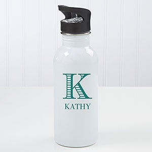 Striped Monogram Personalized Water Bottle