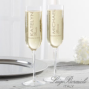 Luigi Bormioli® Wedding Personalized Modern Champagne Flute Set