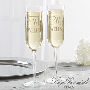 Luigi Bormioli® Square Monogram Personalized Modern Champagne Flute Set