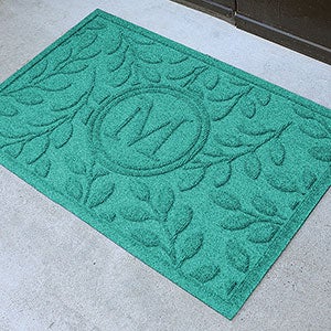 Brittany Leaf Monogram Personalized AquaShield? Molded Doormat