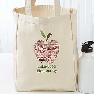 Apple Scroll Personalized Teacher Petite Tote Bag