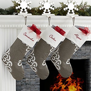 Personalized Silver Luxe Elegant Christmas Stocking