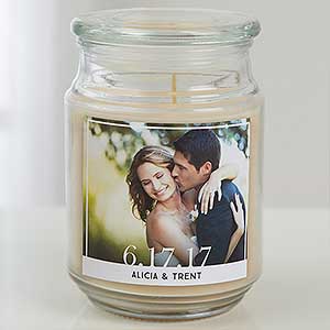 Our Wedding Photo Personalized Scented Glass Candle