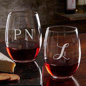 Classic Celebrations Personalized 21oz. Stemless Wine Glass- Monogram