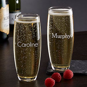 Classic Celebrations Stemless Champagne Glass- Name