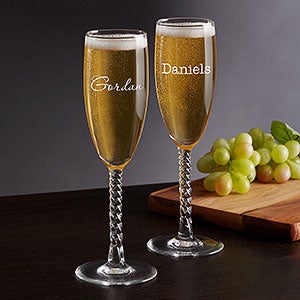 Classic Celebrations Champagne Twisted Stem Glass- Name