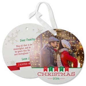 Holiday Banner Photo Ornament Card - Premiium - Set of 15
