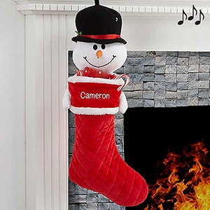 3D Musical Snowman Personalized Stocking
