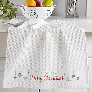 Snowflakes Personalized Weave Towels- Set of 2