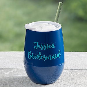 Personalized Stemless Wine Party Tumbler- Navy Blue