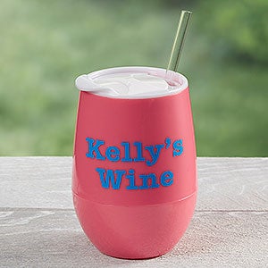 Personalized Stemless Wine Party Tumbler- Pretty Pink