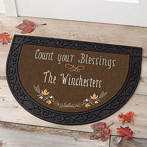 Count Your Blessings Personalized Half Round Doormat