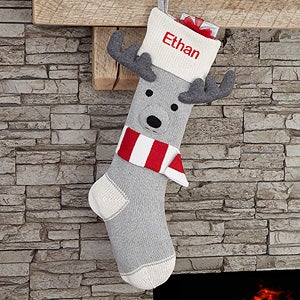 Reindeer Personalized Knit Stocking