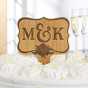 Wedding Day Initials Wooden Personalized Cake Topper