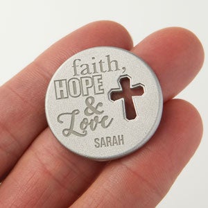 Faith, Hope & Love Personalized Cross Pocket Token