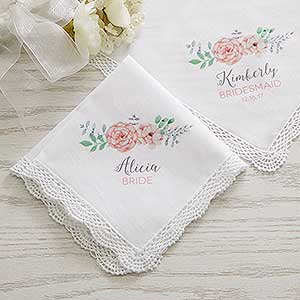 Blooming Bridal Party Personalized Wedding Handkerchief