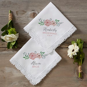 Personalized Wedding Handkerchief - Blooming Bridal Party