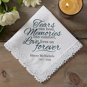 Personalized Handkerchief Sympathy Gift - Love Lives On