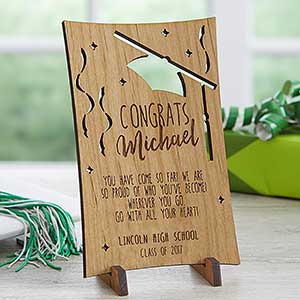 Graduation Greetings Personalized Wood Postcard