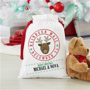 Reindeer Mail Personalized Canvas Santa Sack - Small